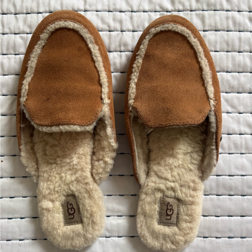 UGG Tan and Cream Shearling Slippers